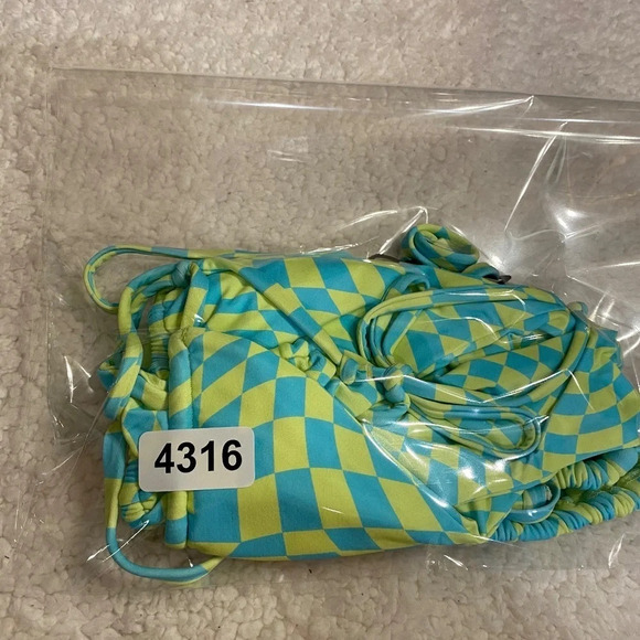 New! It’s Now Cool x free people checkered wave green blue bikini 14316 - Picture 6 of 14